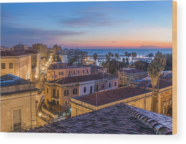 Landscape Wood Print featuring the photograph Syracuse, Sicily, Italy Rooftop View by Sean Pavone