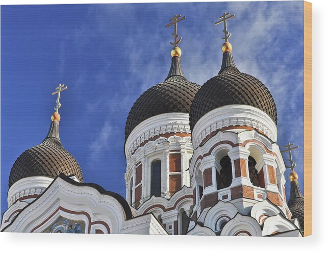 Tranquility Wood Print featuring the photograph Tallinn Domes by Roevin