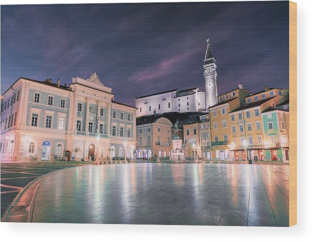 Europe Wood Print featuring the photograph Tartini Square by Elias Pentikis