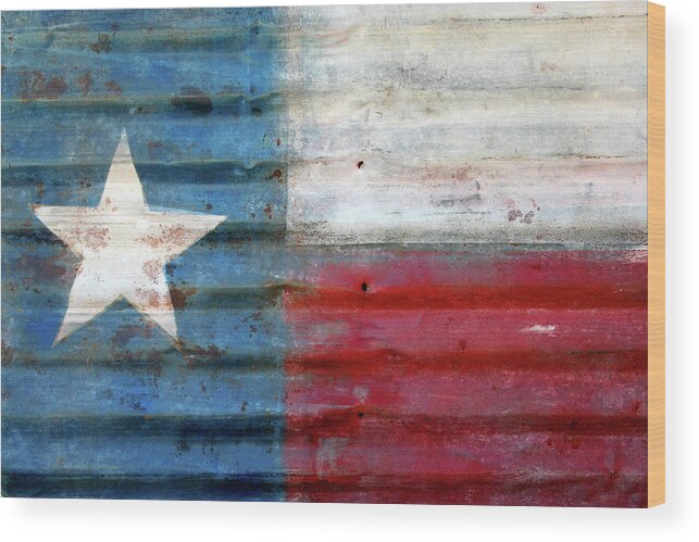 Tin Wood Print featuring the photograph Texas Flag by Colevineyard