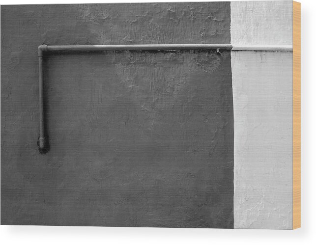 Minimalism Wood Print featuring the photograph Textured Wall and the Pipe by Prakash Ghai