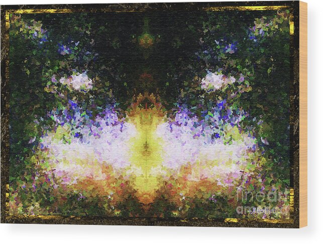 Chromatic Poetics Wood Print featuring the painting That Time We Woke Up Laughing in Claude Monet's Garden by Aberjhani