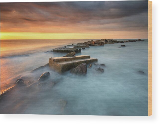 Long Exposure Wood Print featuring the photograph The Bridge Of The Sea by Gunarto Song