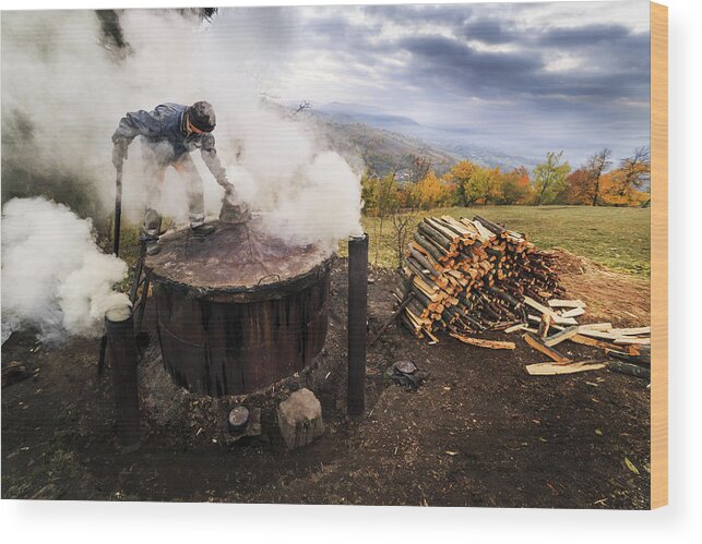 Everyday Wood Print featuring the photograph The Charcoal Maker by Sveduneac Dorin Lucian