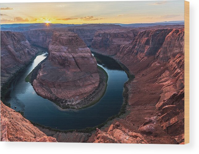 Mountain Wood Print featuring the photograph The Classic Sunset Over The Colorado River by Syed Iqbal