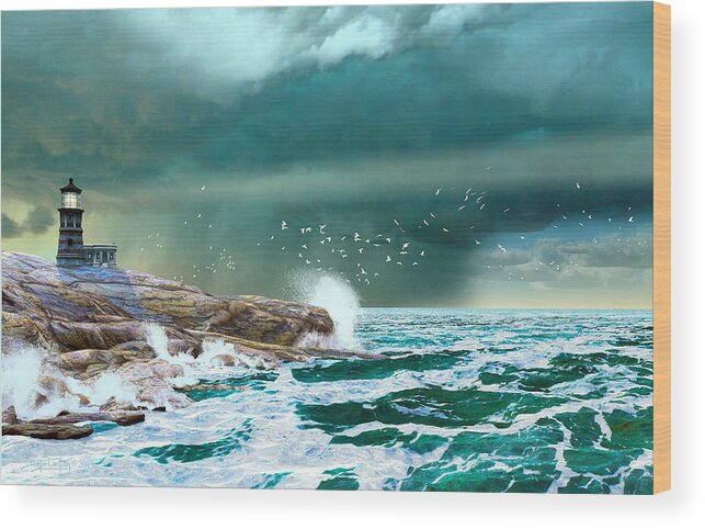 Dieter Carlton Wood Print featuring the digital art The Eye of Neptune by Dieter Carlton