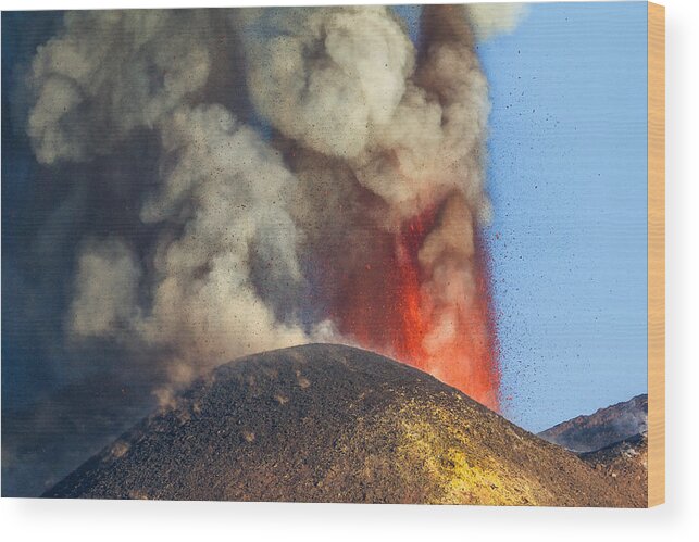 Etna Wood Print featuring the photograph The Fury Of The Volcano by Simone Genovese