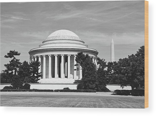 Jefferson Memorial Wood Print featuring the photograph The Jefferson Memorial And Washington Monument by Mountain Dreams