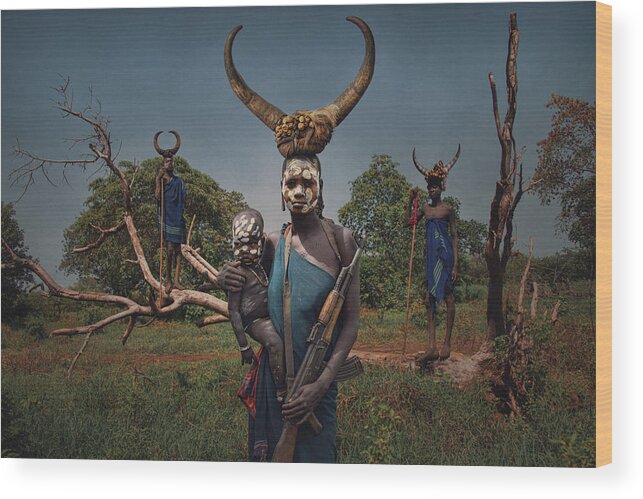 Ethiopia Wood Print featuring the photograph The Life Of The Mother Surma by Svetlin Yosifov