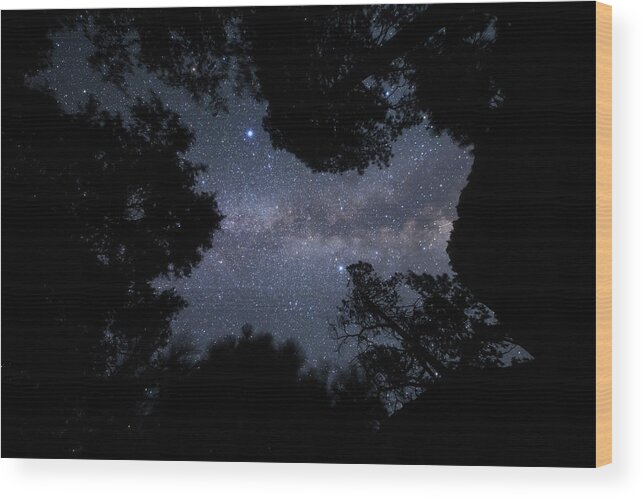 Horizontal Wood Print featuring the photograph The Milky Way Appears Overhead by Jeff Dai