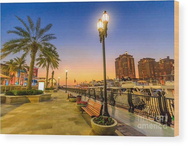 Doha Wood Print featuring the photograph the Pearl Qatar Doha by Benny Marty