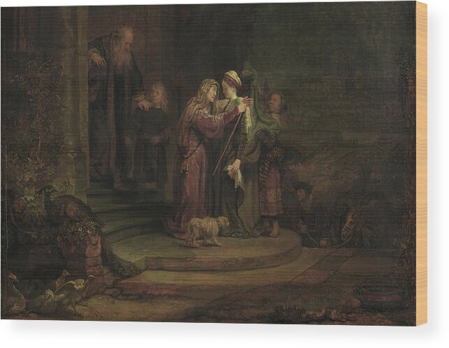 Saint Wood Print featuring the painting The Visitation, 1640 Detail by Rembrandt