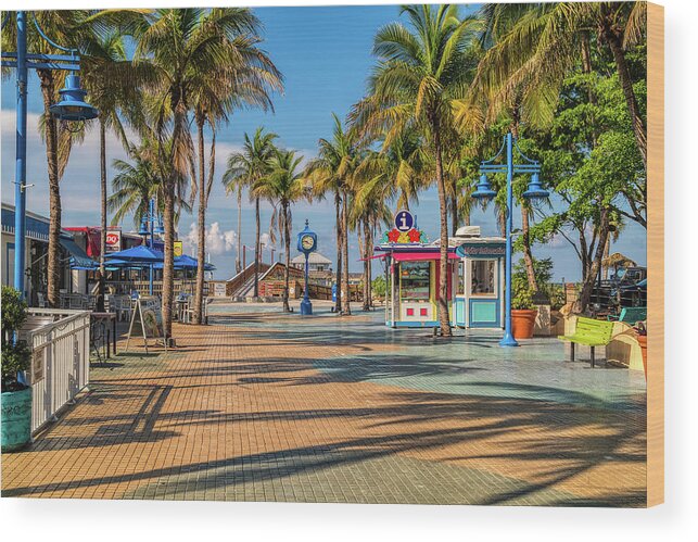 Florida Wood Print featuring the photograph Times Square in Fort Myers Beach Florida by Tom Mc Nemar
