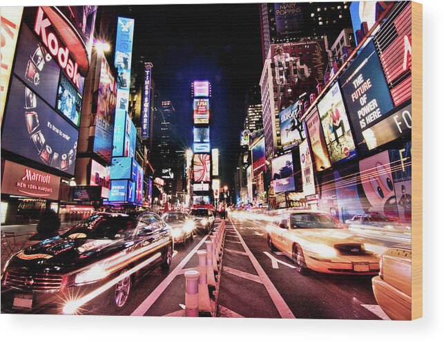 Outdoors Wood Print featuring the photograph Times Square, Manhattan, New York by Josh Liba