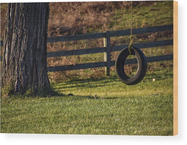 Tire Swing Wood Print featuring the photograph Tire Swing by Michelle Wittensoldner