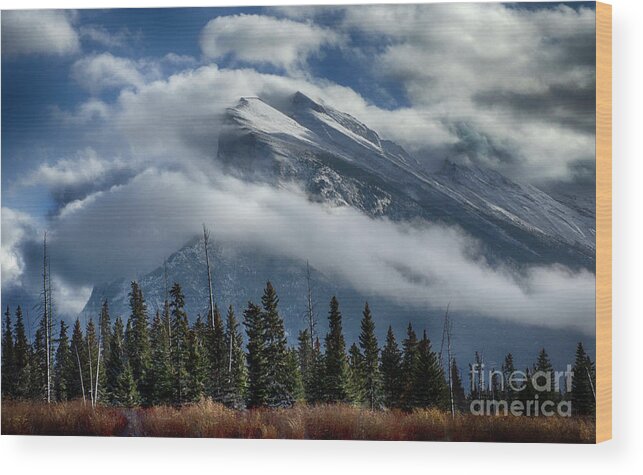 Mount Rundle Wood Print featuring the photograph To The Wild Country Canadian Rocky Mountains by Bob Christopher