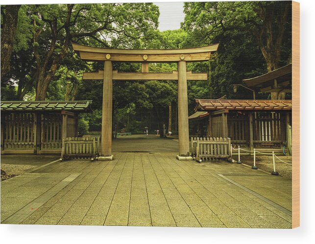 Tokyo Wood Print featuring the photograph Torri Gate, Meiji Shrine, Tokyo by Aashish Vaidya