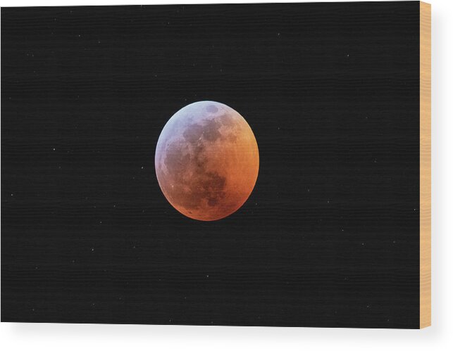 Eclipse Wood Print featuring the photograph Total Lunar Eclipse Up Close by Tony Hake