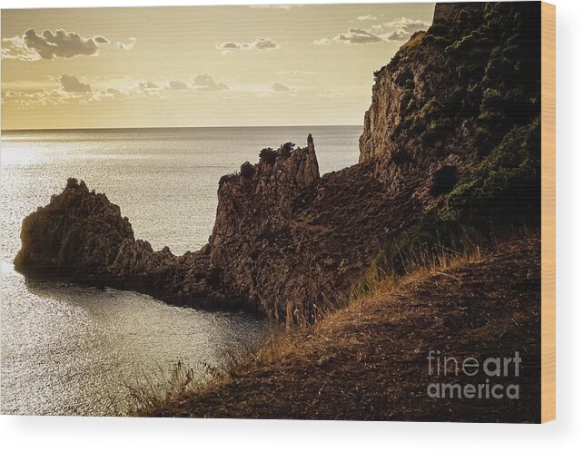 Tranquil Mediterranean Sunset Wood Print featuring the photograph Tranquil Mediterranean Sunset  by Prints of Italy