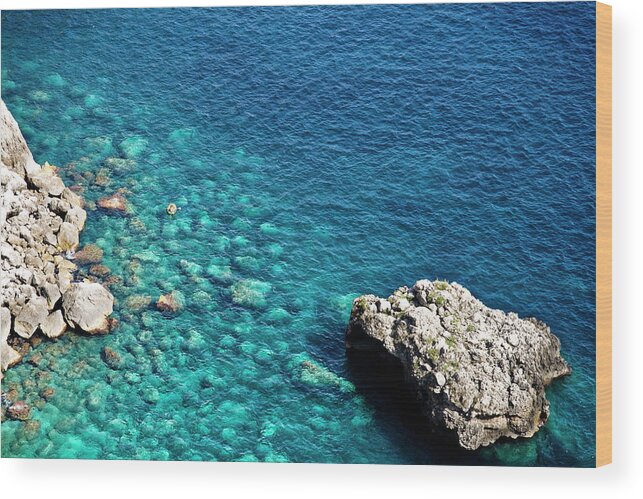 Tranquility Wood Print featuring the photograph Transparent Italian Sea In Capri by Nicola Filardi