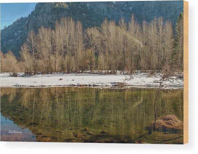 California Landscape Wood Print featuring the photograph Trees and Merced River by Bill Roberts