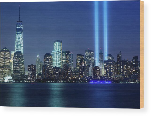 Tranquility Wood Print featuring the photograph Tribute In Lights by Nathan Blaney