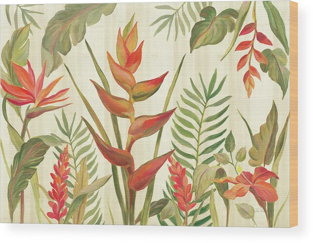 Bird Of Paradise Wood Print featuring the painting Tropical Garden Vii by Silvia Vassileva