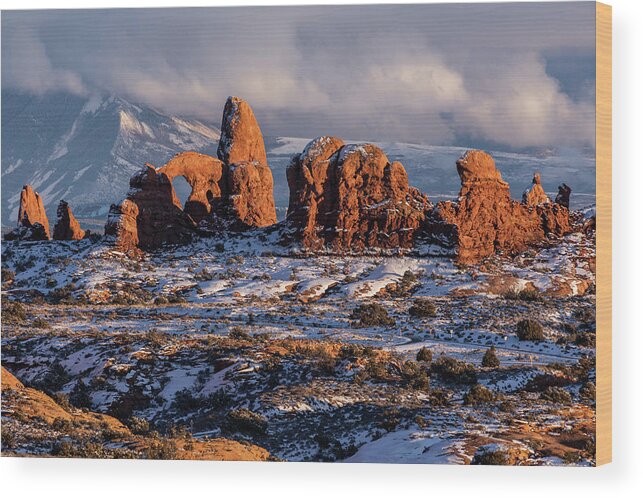 Arches National Park Wood Print featuring the photograph Turret Arch Winter Sunset by Dan Norris