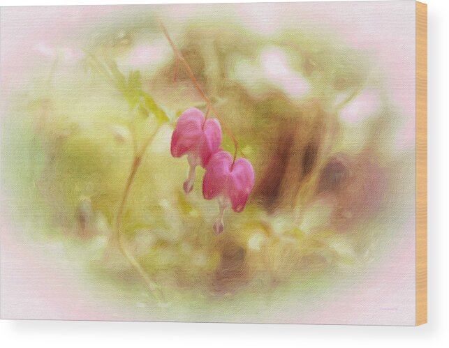 Flower Wood Print featuring the photograph Two Bleeding Hearts by Diane Lindon Coy