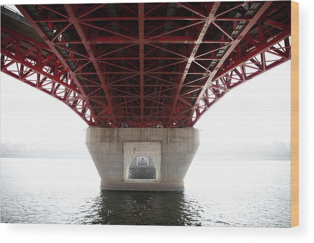 Cantilever Bridge Wood Print featuring the photograph Under Bridge by © Charles Michael Photography
