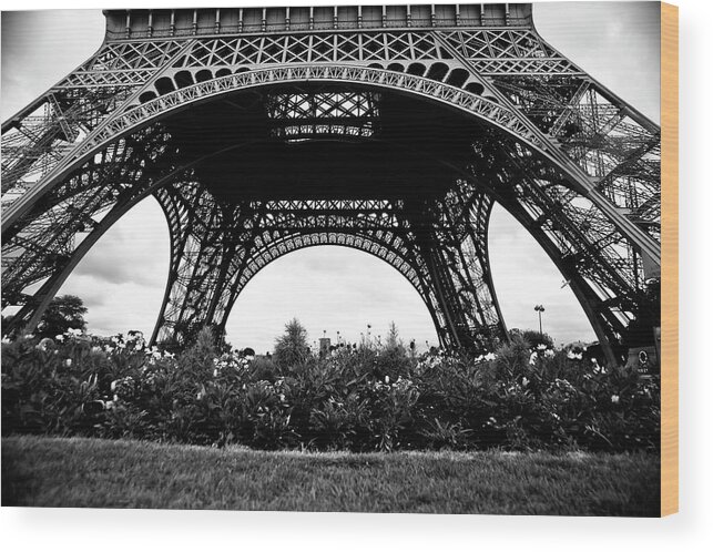 Estock Wood Print featuring the digital art Underneath The Eiffel Tower by Glowcam