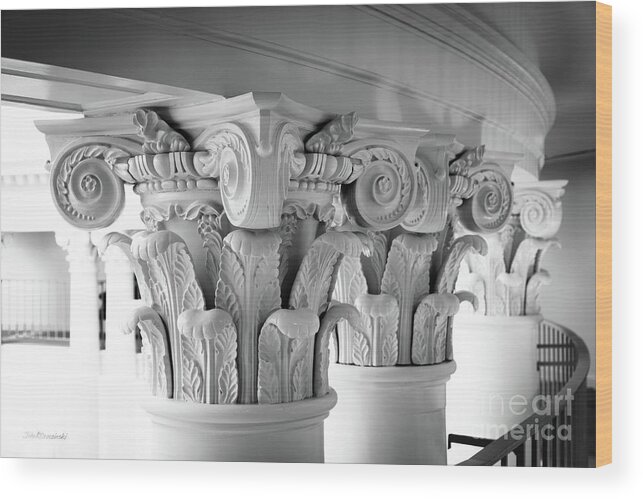 University Of Virginia Wood Print featuring the photograph University of Virginia Rotunda Column Capitals by University Icons