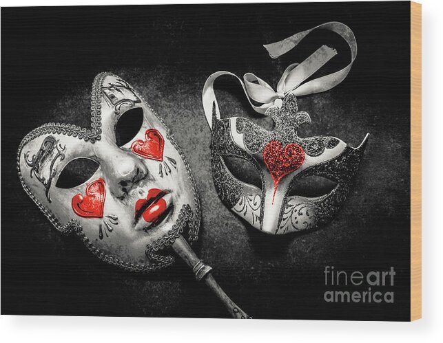 Masquerade Wood Print featuring the photograph Unmasking passions by Jorgo Photography