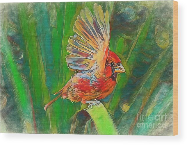 Cardinal Wood Print featuring the photograph Up and Away by Deborah Benoit