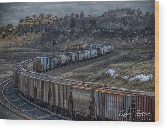 Trains Wood Print featuring the photograph UP Freight by Laura Terriere