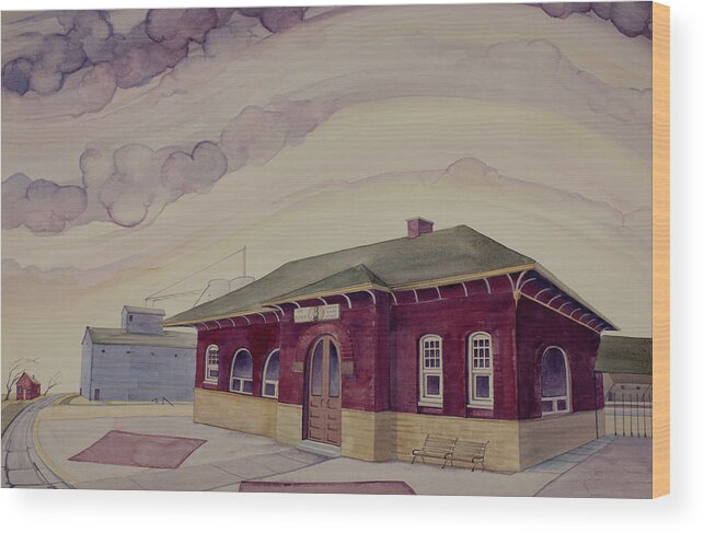 Train Depot Wood Print featuring the painting Urbana Depot by Scott Kirby
