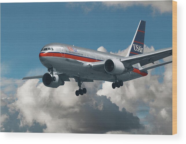 Us Air Wood Print featuring the photograph US Air Boeing 767-200 by Erik Simonsen