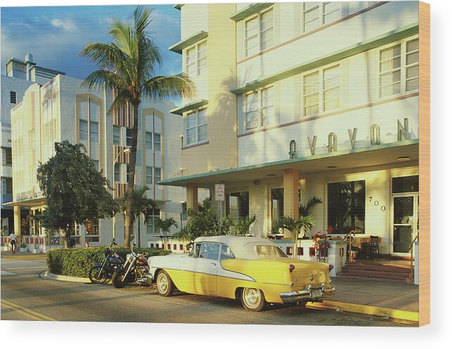 Hotel Wood Print featuring the photograph Usa, Florida, Miami, South Beach Street by Peter Adams