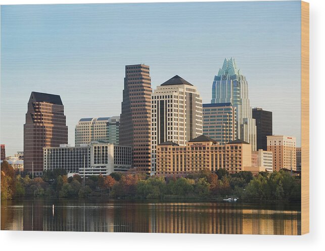Corporate Business Wood Print featuring the photograph Usa, Texas, Austin Skyline by Walter Bibikow