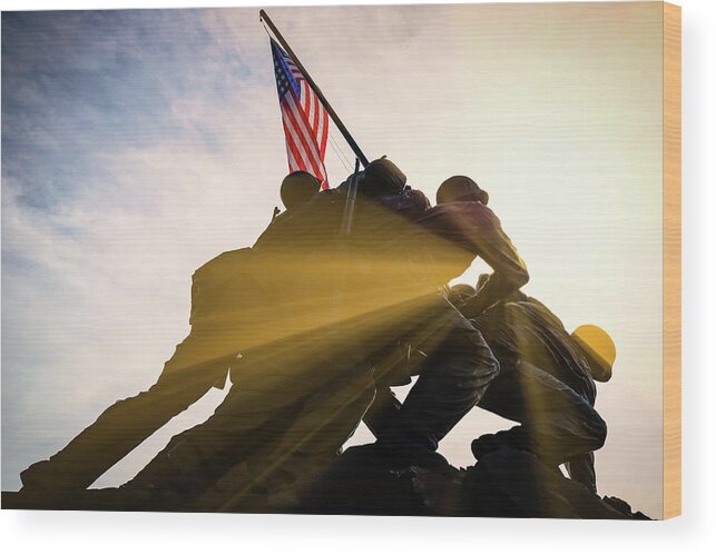 Arlington Wood Print featuring the photograph USMC War Memorial 3 by Bill Chizek