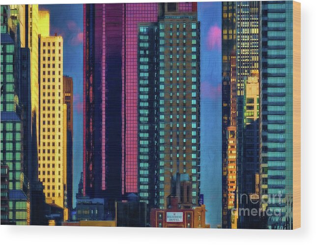 New York Wood Print featuring the photograph Vibrant New York City Belvedere Hotel by Doug Sturgess