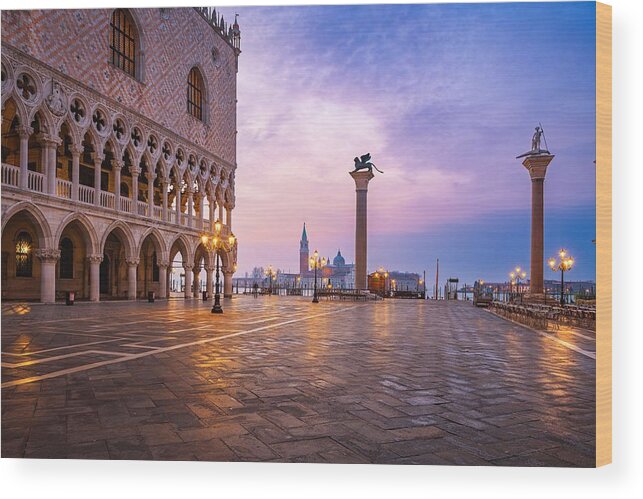 Landscape Wood Print featuring the photograph Venice, Italy At The Grand Canal by Sean Pavone