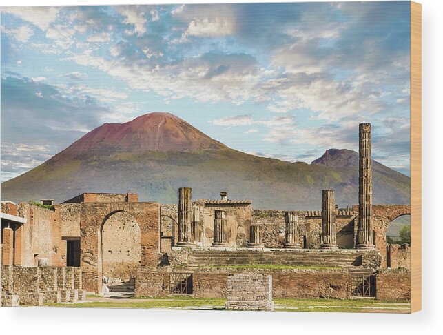 Pompeii Wood Print featuring the photograph Vesuvius and Pompeii by Darryl Brooks