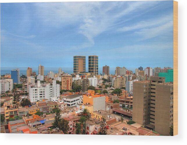 Cityscape Wood Print featuring the photograph View Of Miraflores, Lima by Richard Fairless