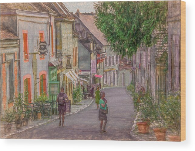 Vezelay Wood Print featuring the photograph Village of Vezelay on a Summer Afternoon, Painterly by Marcy Wielfaert