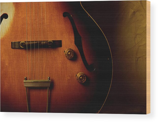 Music Wood Print featuring the photograph Vintage Archtop Guitar by Bns124