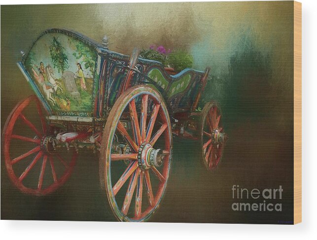Carriage Wood Print featuring the mixed media Vintage Carriage by Eva Lechner