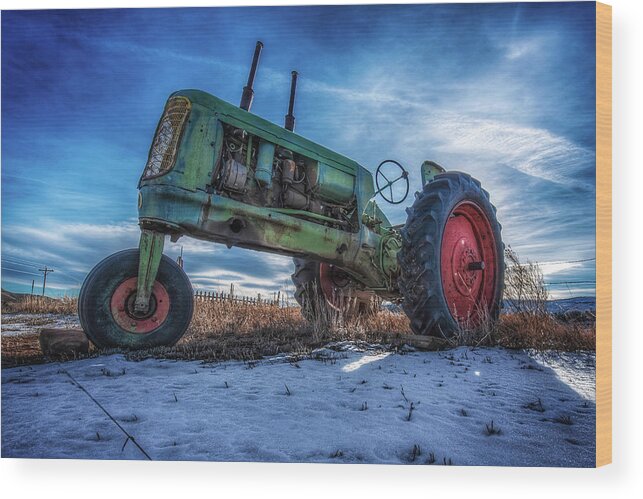 Oliver Wood Print featuring the photograph Vintage Oliver Tractor in Winter by Christopher Thomas