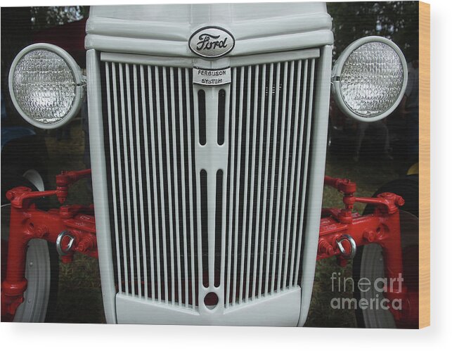 Ford Wood Print featuring the photograph Vintage Tractor Front End by Mike Eingle
