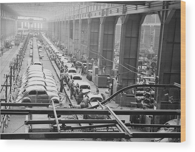 Wolfsburg Wood Print featuring the photograph Volkswagen Plant by Bert Hardy